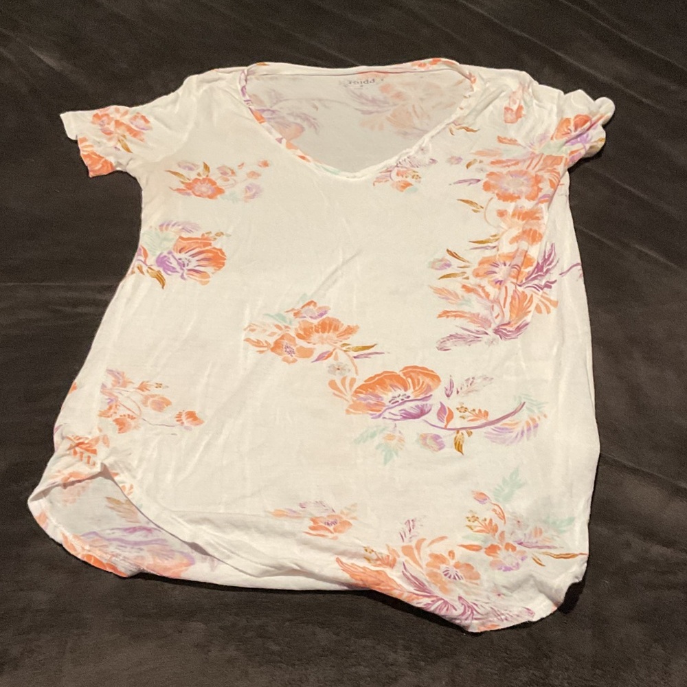 Mudd White Floral Short Sleeve Tee